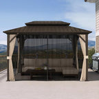 Outdoor Hardtop Gazebo 8' x 12' with LED 110 GSM Netting, alternate view 3