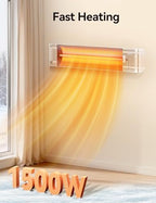 Outdoor Heaters, Electric Infrared Patio Heater with Remote and 12H Timer, IP65 Waterproof, 3 Heat Levels, Wall, alternate