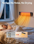 Outdoor Heaters, Electric Infrared Patio Heater with Remote and 12H Timer, IP65 Waterproof, 3 Heat Levels, Wall, alternate