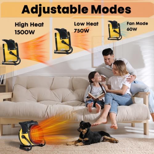 Outdoor Heaters for Patio, 1500W Electric Garage Heater, Yellow, alternate view 3