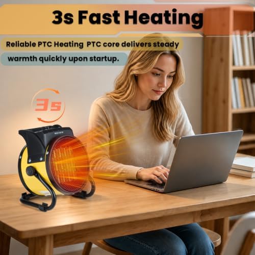 Outdoor Heaters for Patio, 1500W Electric Garage Heater, Yellow, alternate view 5