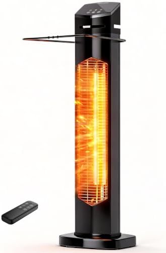 Outdoor Heaters for Patio, 1500W Electric Infrared Heater with Remote, IP65 Waterproof, 12H Timer