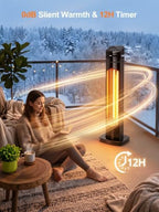 Outdoor Heaters for Patio, 1500W Electric Infrared Heater with Remote, IP65 Waterproof, 12H Timer, alternate view 5