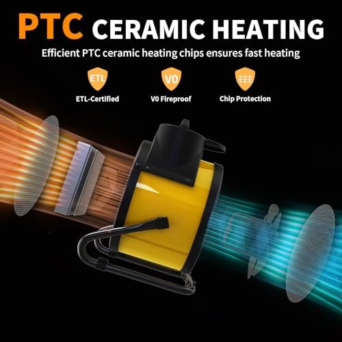Outdoor Heaters for Patio - 1500W Portable Garage Heater with 60°Adjustable Angle, Overheat Protection & 2S Fast, alternate
