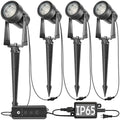 Outdoor Landscape Lighting with Dusk to Dawn Sensor Controller, 4 Pack