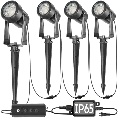 Outdoor Landscape Lighting with Dusk to Dawn Sensor Controller, 4 Pack