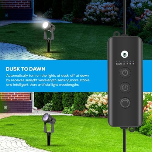 Outdoor Landscape Lighting with Dusk to Dawn Sensor Controller, 4 Pack, alternate view 6
