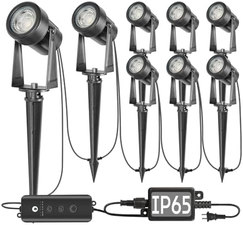Outdoor Landscape Lighting with Dusk to Dawn Sensor Controller, 8 Pack