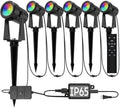 Outdoor Landscape Lighting with Remote, RGBW Color Changing Spot Uplights, 6 Pack