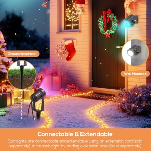 Outdoor Landscape Lighting with Remote, RGBW Color Changing Spot Uplights, 6 Pack, alternate view 6