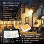 Outdoor LED Flood Light RGB Color Changing 500W Equivalent 2700k WarmWhite 5000LM Spotlight(Remote Control, 120, alternate