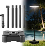 Outdoor Light Pole with Fillable Base, 8ft Cast Iron Lamp Post, 5-Section Heavy Duty Adjustable Pole for Garden