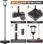 Outdoor Light Pole with Fillable Base, 8ft Cast Iron Lamp Post, 5-Section Heavy Duty Adjustable Pole for Garden, alternate