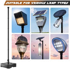 Outdoor Light Pole with Fillable Base, 8ft Cast Iron Lamp Post, 5-Section Heavy Duty Adjustable Pole for Garden, alternate