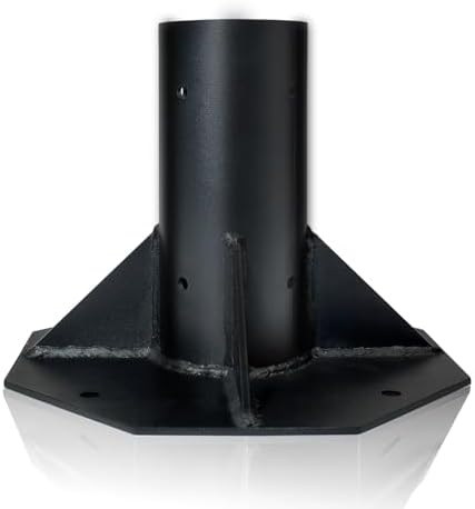 Outdoor Light Post Base for 3 inch Surface Mount Post, Heavy Duty Metal Flange Anchor Base, Black Pier Mount