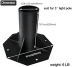 Outdoor Light Post Base for 3 inch Surface Mount Post, Heavy Duty Metal Flange Anchor Base, Black Pier Mount, alternate view
