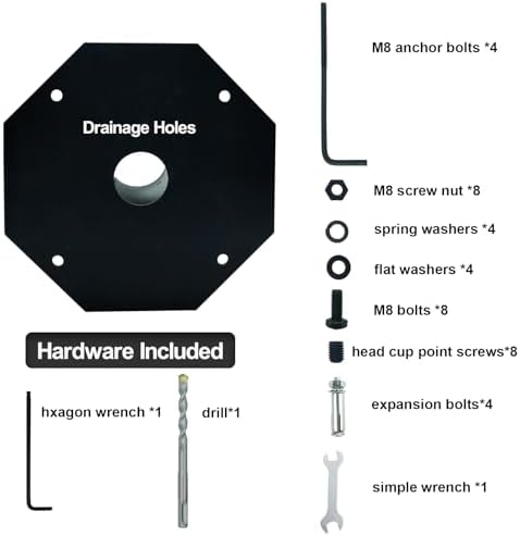 Outdoor Light Post Base for 3 inch Surface Mount Post, Heavy Duty Metal Flange Anchor Base, Black Pier Mount, alternate view