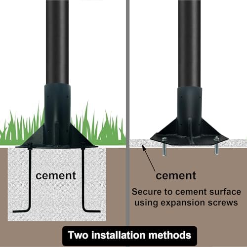 Outdoor Light Post Base for 3 inch Surface Mount Post, Heavy Duty Metal Flange Anchor Base, Black Pier Mount, alternate view