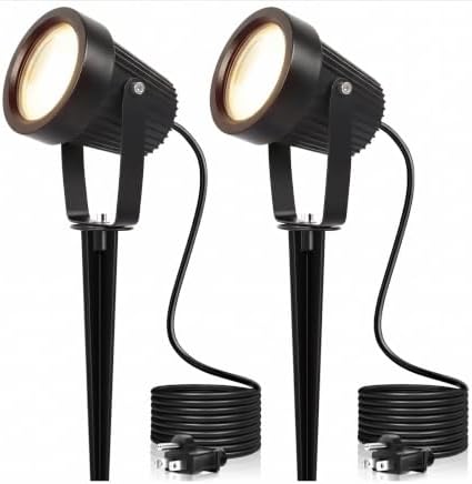 Outdoor Lights, 15W Spot Lights Outdoor with US Plug, Warm White Landscape Lights IP65 Waterproof Outdoor Spot