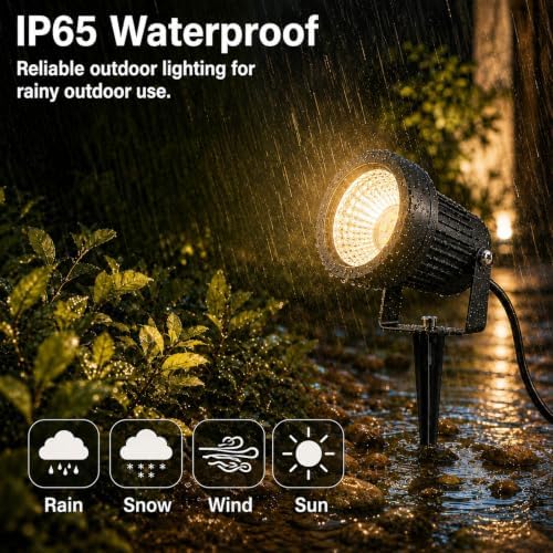 Outdoor Lights, 15W Spot Lights Outdoor with US Plug, Warm White Landscape Lights IP65 Waterproof Outdoor Spot, alternate