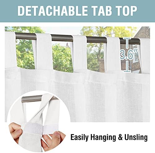 Outdoor Linen Sheer Curtains for Patio Waterproof - Indoor/Outdoor Divider Privacy Added Light Filtering Porch, alternate
