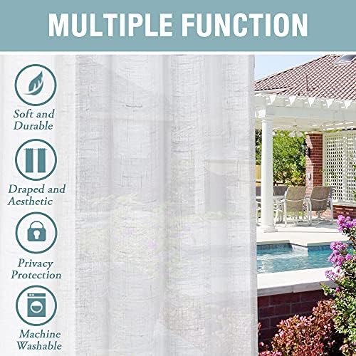 Outdoor Linen Sheer Curtains for Patio Waterproof - Indoor/Outdoor Divider Privacy Added Light Filtering Porch, alternate