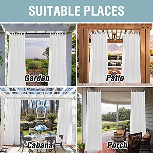 Outdoor Linen Sheer Curtains for Patio Waterproof - Indoor/Outdoor Divider Privacy Added Light Filtering Porch, alternate