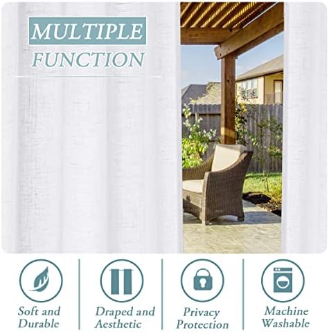 Outdoor Linen Sheer Curtains for Patio Waterproof - Indoor/Outdoor Divider Privacy Added Light Filtering Porch, alternate