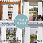 Outdoor Linen Sheer Curtains for Patio Waterproof - Indoor/Outdoor Divider Privacy Added Light Filtering Porch, alternate