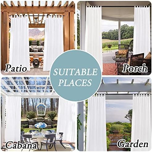 Outdoor Linen Sheer Curtains for Patio Waterproof - Indoor/Outdoor Divider Privacy Added Light Filtering Porch, alternate