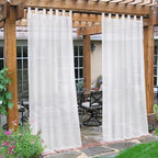 Outdoor Linen Sheer Curtains for Patio Waterproof - Indoor/Outdoor Divider Privacy Added Light Filtering Porch