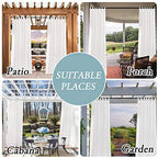 Outdoor Linen Sheer Curtains for Patio Waterproof - Outdoor Divider Privacy Added Light Filtering Porch Decor, alternate view