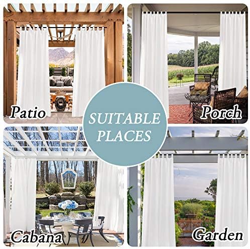 Outdoor Linen Sheer Curtains for Patio Waterproof - Outdoor Divider Privacy Added Light Filtering Porch Decor, alternate view
