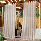 Outdoor Linen Sheer Curtains for Patio Waterproof - Outdoor Divider Privacy Added Light Filtering Porch Decor