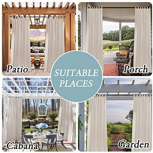Outdoor Linen Sheer Curtains for Patio Waterproof - Outdoor Divider Privacy Added Light Filtering Porch Decor, alternate view