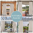 Outdoor Linen Sheer Curtains for Patio Waterproof - Outdoor Divider Privacy Added Light Filtering Porch Decor, alternate view