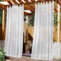 Outdoor Linen Sheer Curtains for Patio Waterproof - Outdoor Divider Privacy Added Light Filtering Porch Decor