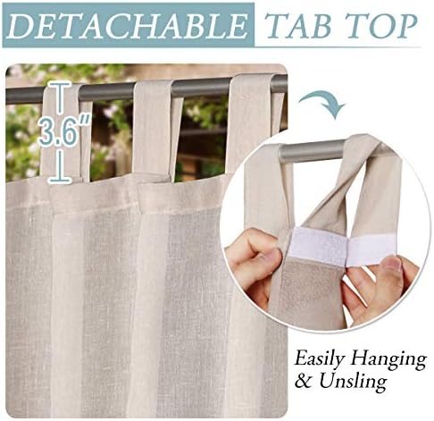 Outdoor Linen Sheer Curtains for Patio Waterproof - Outdoor Divider Privacy Added Light Filtering Porch Decor, alternate view