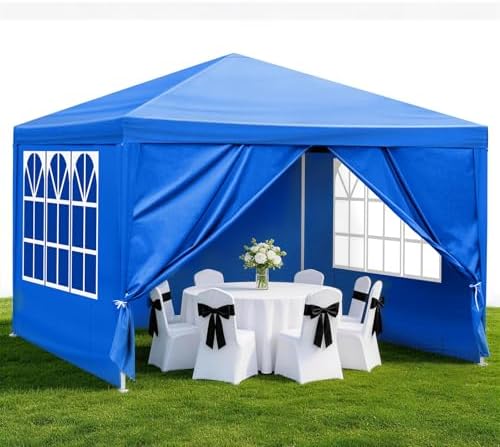 Outdoor Party Tent with 4pcs Sidewalls Blue 10'x10'
