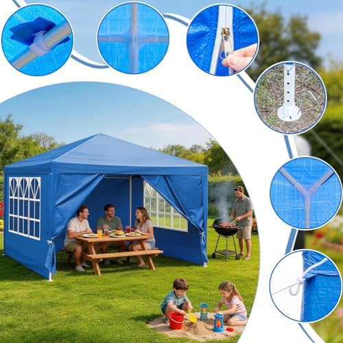 Outdoor Party Tent with 4pcs Sidewalls Blue 10'x10', alternate view 3
