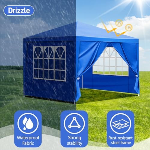 Outdoor Party Tent with 4pcs Sidewalls Blue 10'x10', alternate view 4