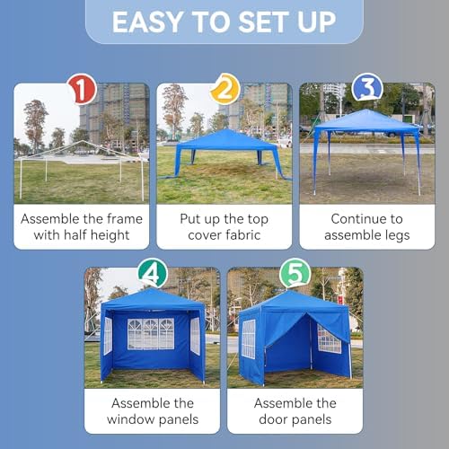 Outdoor Party Tent with 4pcs Sidewalls Blue 10'x10', alternate view 5