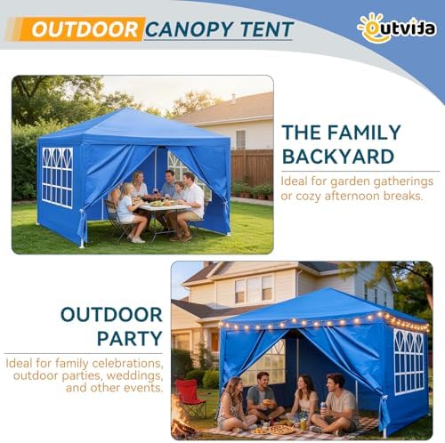 Outdoor Party Tent with 4pcs Sidewalls Blue 10'x10', alternate view 6