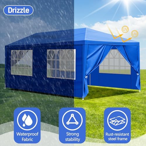 Outdoor Party Tent with 6pcs Sidewalls Blue 10'x20', alternate view 4