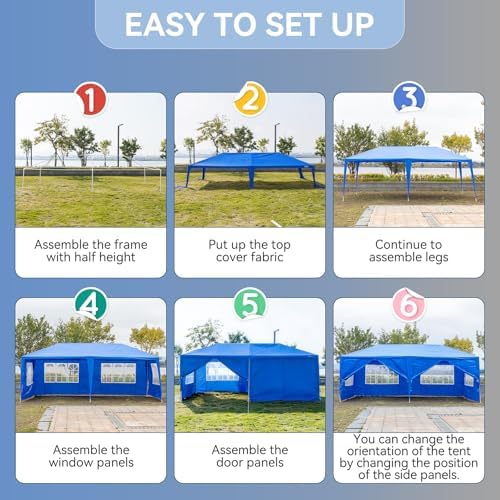 Outdoor Party Tent with 6pcs Sidewalls Blue 10'x20', alternate view 5