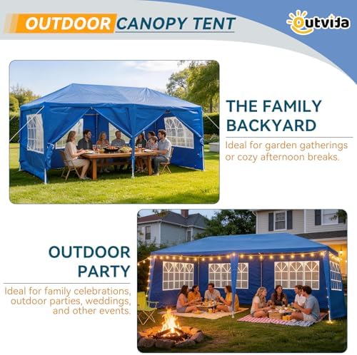 Outdoor Party Tent with 6pcs Sidewalls Blue 10'x20', alternate view 6