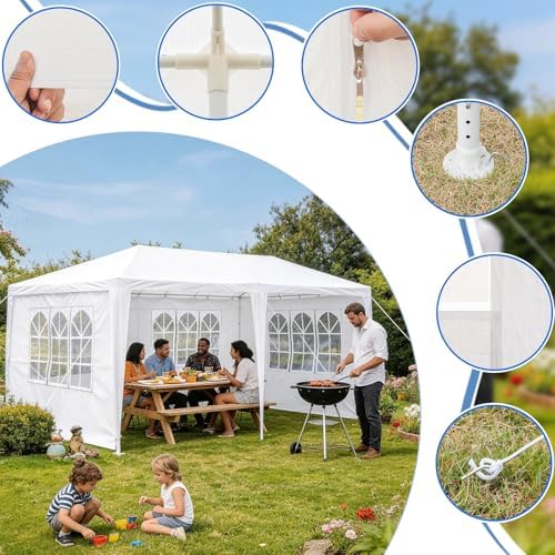 Outdoor Party Tent with 6pcs Sidewalls White 10'x20', alternate view 3
