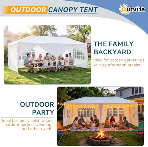 Outdoor Party Tent with 6pcs Sidewalls White 10'x20', alternate view 5
