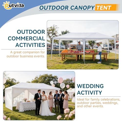 Outdoor Party Tent with 6pcs Sidewalls White 10'x20', alternate view 6