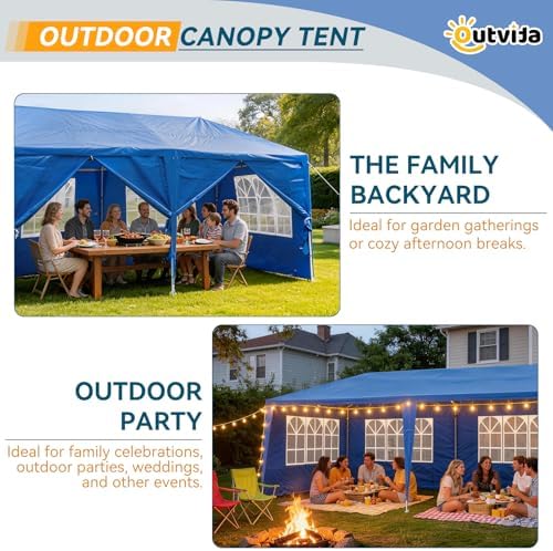 Outdoor Party Tent with 8pcs Sidewalls Blue 10'x30', alternate view 6